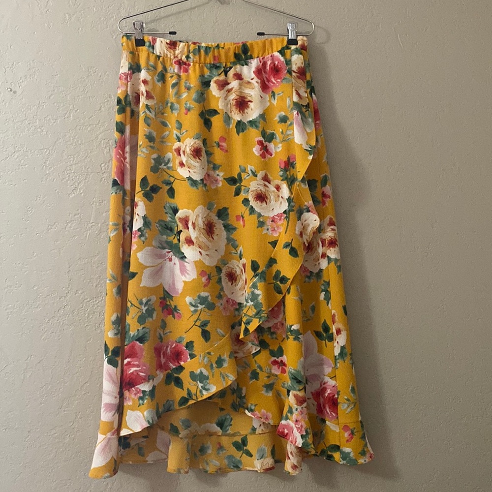 Yellow floral skirt